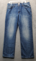 Weatherproof Vintage Jeans Mens 38/30 Blue Denim Stretch Flat Front Straight Leg - $18.49