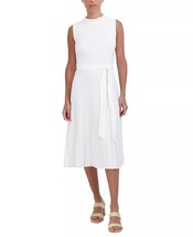 SANDRA DARREN Women&#39;s Round-Neck Tie-Waist Midi Dress Ivory Size 16 $89 - £27.33 GBP