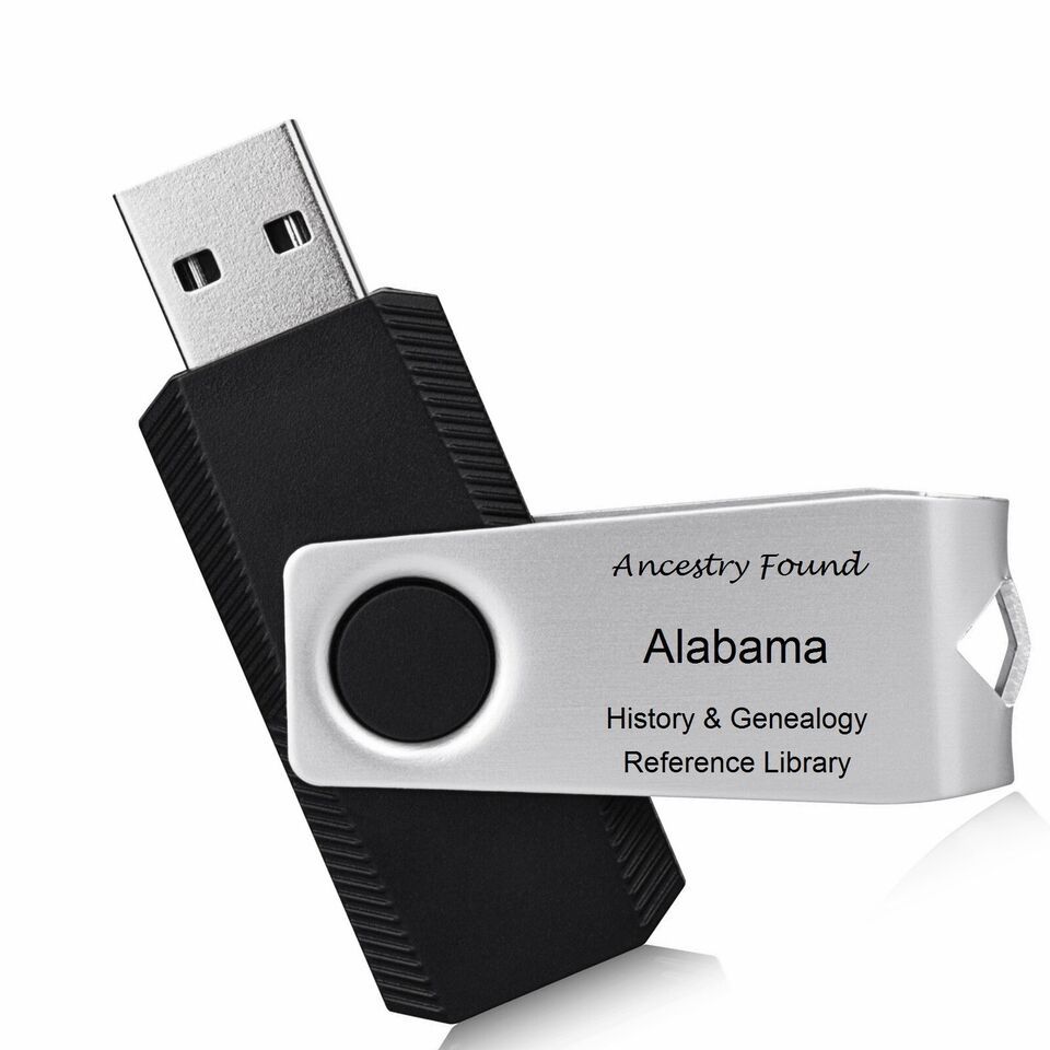 ALABAMA - History & Genealogy - 62 Books on FLASH DRIVE - Family Ancestors AL