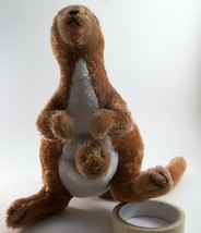 Kangaroo &amp; Baby In Pouch 7&quot; tall x 18&quot; long Plush R Dakin &amp; CO. Rare 1975 Vtg - £18.37 GBP