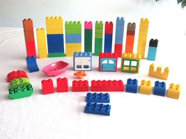 Lego Duplo Lot of 88 Bricks Blocks 2x2 4x2 Curved Windows Pink Boat - £18.96 GBP