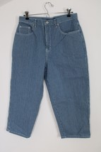 Vtg Bill Blass 10 Railroad Stripe Easy Fit 100% Cotton Cropped Jeans Capris - £22.53 GBP