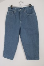 Vtg Bill Blass 10 Railroad Stripe Easy Fit 100% Cotton Cropped Jeans Capris - £21.43 GBP