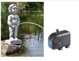 Classic Belgian Boy Pond Spitter Statue Fountain, Water Feature Decor with Pump - £124.56 GBP