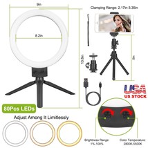 9&quot; Dimmable 80 LED Selfie Ring Light Kit w/ 2 Tripod for Makeup Video Photo US - £31.63 GBP