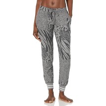 PJ Salvage Womens Pajama Jogger Pants Soft Lounge Pockets Animal Print Gray L - £18.85 GBP
