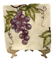 Francisco Grape Tabletops Gallery Hand Painted Purple Grapes Square Salad Plate - £15.07 GBP