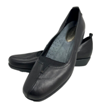 Hush Puppies 8 Leather Moyen Loafers Flats Slip On Hpo Flex Black Padded - £43.94 GBP