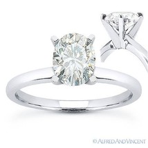Oval Brilliant Cut Moissanite 14k White Gold 4-Prong Solitaire Engagement Ring - £461.89 GBP+