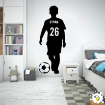 Personalized Kid Soccer Player Wall Decal, Custom DIY Football Fan Home Decor - £10.84 GBP+