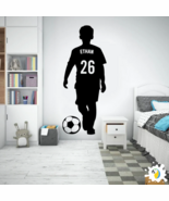 Personalized Kid Soccer Player Wall Decal, Custom DIY Football Fan Home ... - $18.29 CAD+