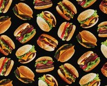 Cotton Food Cheeseburgers Meat Vegetables Fabric Print by the Yard D569.66 - $11.95