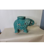 Ceramic Elephant Turquoise Blue NOS Candle Holder 8 x 5.5 Inches - £15.50 GBP