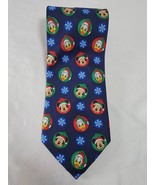 Men&#39;s Neck Tie Disney Navy Mickey Donald Snowflake Christmas 56 x 4 - $13.74 CAD