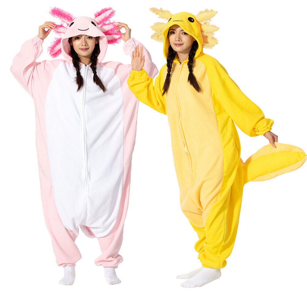 Kids Cartoon Axolotl Pajamas Boy Girls Animal Kigurumi Halloween Cosplay Costume