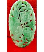 14K YG Vintage Estate Natural Hand Carved Jade Plaque Pendant - €677,90 EUR