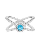 Sterling Silver .335 ct Round Swiss Blue Topaz with .444 ct White Topaz ... - $2,173.81 MXN