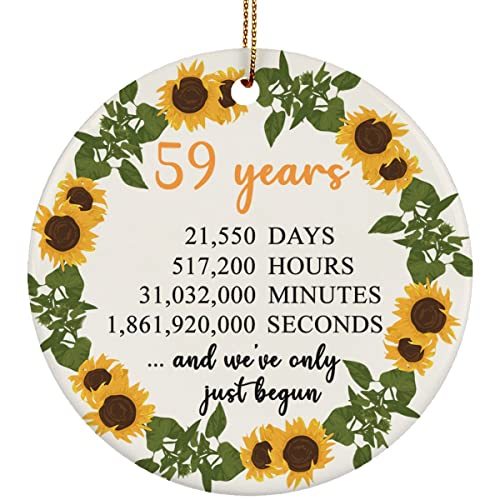 hdhshop24 59 Years Circle Ornament 3 inch 59th Wedding Anniversary Pine Tree Dec