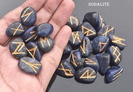 Rune Set - Sodalite Oval Shape Rune Set 25 pcs Natural Healing Crystal S... - £61.43 GBP+