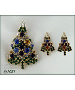 Signed Eisenberg Ice Candle Tree Pin and Earrings Pierced (#J1031) - $2,855.92 MXN