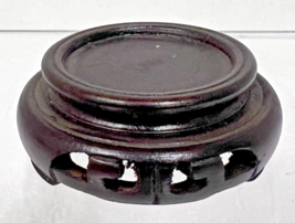 Vintage Chinese Ornate Scroll Carved Wood Vase Bowl Display Stand 1 3/4" - $8.42