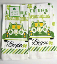 St Patrick&#39;s Day Kitchen Dish Towels Set of 2 Let The Shenanigans Begin ... - $24.38
