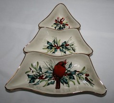 Lenox Winter Greetings Catherine McClung 3 Part Tree Shaped Serving Dish - £25.53 GBP