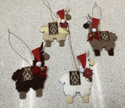 Handmade Needlepoint &amp; Plastic Canvas Llama/Alpaca Christmas Ornament - $3.00