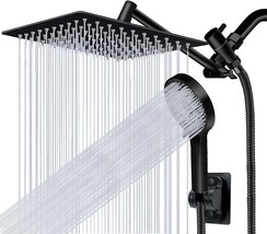 8 inch Multifunction High Pressure Rain Shower Head with Handheld, Matt Black - £35.37 GBP