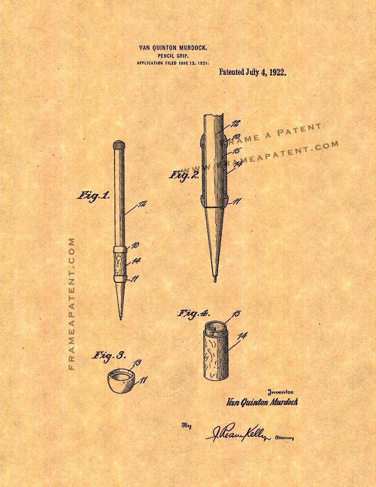 Pencil Grip Patent Print - $7.95 - $32.95