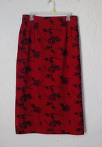 Vintage Briggs Red Maxi Floral Pencil Skirt Women size 12 Stretch Classic Zip Up - £12.65 GBP