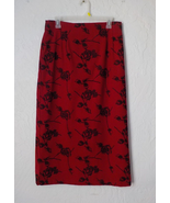 Vintage Briggs Red Maxi Floral Pencil Skirt Women size 12 Stretch Classi... - £12.61 GBP