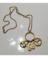 Vintage Art Nouveau Napier Chain Necklace with Charms 17.5&#39;&#39; Gold Plated - $13.99