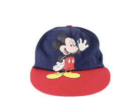 Vintage 90s Streetwear Disney Mickey Mouse Big Logo Snapback Hat Cap Navy Blue - £26.76 GBP