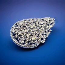 Vintage ORIGINAL Deco STERLING SILVER Diamond Cut Marcasite Brooch Clip BROACH - $356.25
