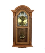 Bedford Clock Collection Honey Oak Chiming Pendulum Wall Clock - $190.12 CAD