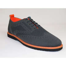 Men Comfort Casual Knit Fabric Wingtip Lace Sneaker Shoes #FRESHORT Gray image 2
