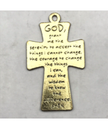 Cross Pendant Christian Prayer God Grant Me The Serenity Gold Tone - £10.03 GBP