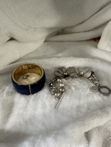 VTG Blue Enamel &amp; Jessica Simpson Silver Tone Bracelet Both Good Condition Lot 2 - £11.76 GBP