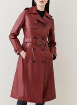 Gabardina de cuero rojo para mujer 100% piel de cordero Talla XS SML XL ... - £172.12 GBP+