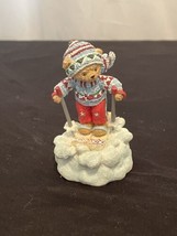 Vintage 1997 San Francisco Music Box Co Snow Skier Christmas Medley Songs Works - £15.50 GBP