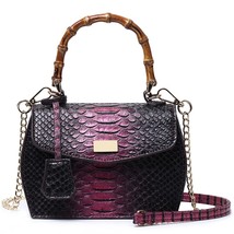 Fashion Maroon Python Pattern Leather Handbag Embossed Leather Designer Women Pu - £32.79 GBP