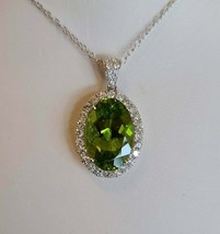 925 Sterling Si1ver 2 Ct Oval Simulated Peridot Oval Shape Women&#39;s Gift Pendant - £64.09 GBP