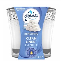 Glade Scented Glass Candle, Renewing Clean Linen, 3.4 Oz - £6.05 GBP