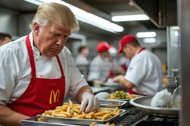 President Donald Trump As Proffesional Mc Donalds Fry Cook Comical 4X6 Ai Photo - £6.94 GBP