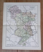 1898 Antique Map Of The County Of Derby Derbyshire Chesterfield / England - $24.72