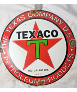 VINTAGE TEXACO TEXAS COMPANY PORCELAIN SIGN PUMP PLATE GAS STATION OIL S... - £89.59 GBP