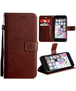 LEATHER  FOLDING WALLET PHONE CASE WITH WRISTLET EMBOSSED WITH BUTTERFLY... - £4.67 GBP