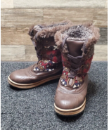 Muk Luks Women&#39;s 8 Brown Winter Boots Lace Up Aztec Print Faux Fur! - £26.47 GBP