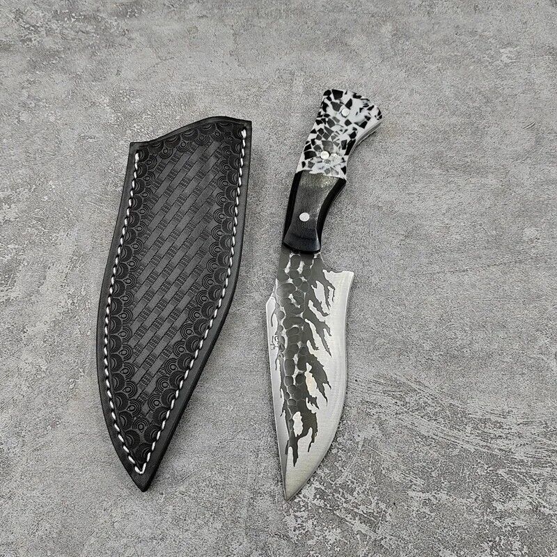 Handmade Full Tang Hunting Knife 9Cr18MOV Steel Fixed Blade Knife Leathe... - $57.42